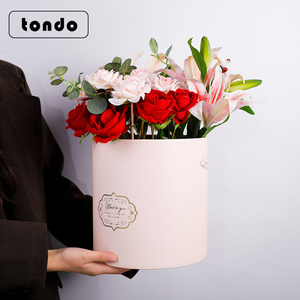 Tondo 3pcs conjunto de Dí<span class=keywords><strong>a</strong></span> de San Valentín Rosa presente Rosa caja de papel de embalaje de papel redondo cajas de flores - Product Image 4
