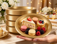 Assiettes en plastique dorées sans BPA, bordure diamant, jetables, rondes, pour mariage, anniversaire, traiteur