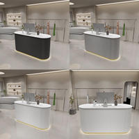 Comptoir de réception cannelé ODM/OEM personnalisé, comptoir de caisse ovale blanc, stand de caisse moderne pour boutique, fabricant d'usine