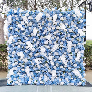 Popular Pared de flores 3D boda Artificial flor blanca pared telón de fondo decoración azul claro y pared de flores blancas - Product Image 1