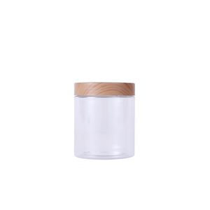 Bocaux en plastique transparents vides de 100 ml, 120 ml, 150 ml, 200 ml, 250 ml, 500 ml avec couvercle en bois - Product Image 1