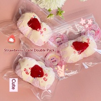 Squishy en silicone fraise double pack, texture argile séchée à l'air, jouet anti-stress à double rebond