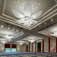 Lámpara de Araña de Cristal de Loto de Lujo al por Mayor, Iluminación Decorativa Personalizada para Vestíbulo de Hotel, Área de Recepción, Proyectos de Hostelería