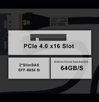 Carte adaptateur AI Server PCIe 4.0 à connexion directe, carte Riser PCIE 4.0 X16 vers 2* SFF 8654 X8 pour bifurcation PCIE