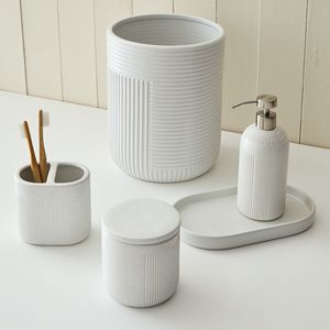 Ensemble d'accessoires de bain en céramique givrée de luxe moderne distributeur de porte-savon de la collection de poteries blanches pour toilettes - Product Image 1