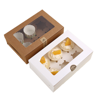 Boîte d'emballage réutilisable pour gâteau à la crème et biscuits Boîte cadeau en papier kraft à fenêtre en plastique pour papier Parton Carton Écologique Élégant