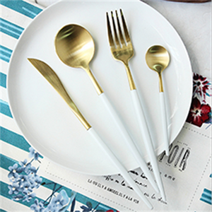 5-mảnh đám cưới cổ điển thiết lập dao kéo thân thiện với môi Rose Gold và <span class=keywords><strong>GOA</strong></span> chải trắng Flatware <span class=keywords><strong>cutipol</strong></span> thương hiệu với Rose Gold mạ - Product Image 2