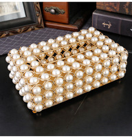 Boîte à mouchoirs de luxe en laiton couleur or perle avec fermoir, organisateur de bureau, présentoir à bijoux pour la maison et le bureau
