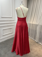 Beliebte Ballkleider für Mädchen, einseitig schulterfrei, ärmellos, seitlich geschlitzt, schlicht, einfarbig rot, bodenlang, Abendkleid
