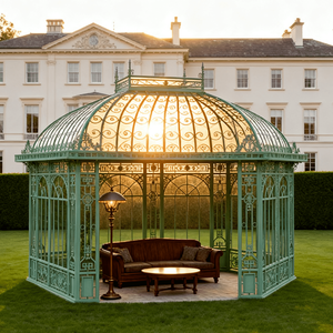 Tradizionale <span class=keywords><strong>serra</strong></span> <span class=keywords><strong>ornamentale</strong></span> in ferro con finitura rivestita in polvere di vetro Design impermeabile dettagli forgiati a mano - Product Image 1