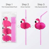 Pailles décoratives en nid d'abeille flamant rose, pailles à boire jetables en plastique pliables pour anniversaire, baby shower, piscine, en gros