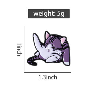 دبابيس مينا على شكل قطط أمريكية قصيرة الشعر، بروش حيوانات كرتونية مضحكة ولطيفة، شارة ياقة، مجوهرات قطط ممتعة، هدية بالجملة - Product Image 6