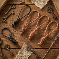 Cordon en cuir tressé fait main de 10 cm, porte-clés DIY, pendentif pour clé de voiture en cuir véritable, accessoires de poupée, breloque