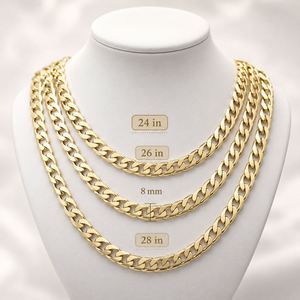 สร้อยคอทอง 14K ชุบทองเหลืองแบบ Cuban Link Figaro มีหลายขนาดและความยาวให้เลือกสำหรับทุกเพศ เหมาะสำหรับวันครบรอบ - Product Image 5