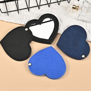 Rotating Heart-Shaped PU Portable Mini Folding Personalized Makeup Mirror for Girls Student Gift