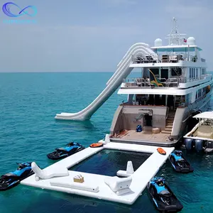 Double layer double wall fabric yacht pool float ocean inflatable sea with net cn oem customized infinity pool inflatable sea pool