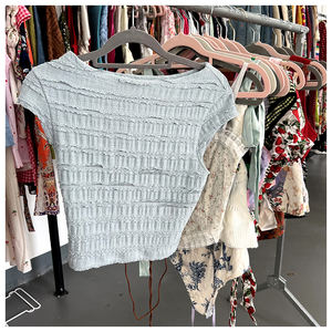 Verano otoño moda mujer suelta Color sólido volantes arrugado ropa Stock fábrica al por mayor paquete mixto cola de mujer - Product Image 1