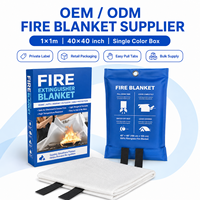 Couverture ignifuge en fibre de verre 1m x 1m avec boîte de vente au détail, couverture anti-incendie pour cuisine, suppression des brûlures à l'huile, sans dégâts