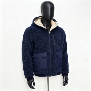 Chaqueta de Forro <span class=keywords><strong>Polar</strong></span> Sherpa con Cremallera Personalizada OEM para Hombre, Chaqueta Cálida de Invierno con Forro de Borrego, Logotipo Estampado en Relieve, Chaqueta de Forro <span class=keywords><strong>Polar</strong></span> con Bloques de Color - Product Image 3