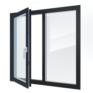 <span class=keywords><strong>Finestre</strong></span> a Battente in Alluminio Nero Stile Francese Moderno, Insonorizzate per Esterni, con Isolamento Termico e Doppio Vetro Temperato - Product Image 1