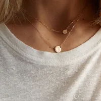 EManco - Juego de Collares con Colgantes de Discos Minimalistas y Elegantes, de Acero Inoxidable, Color Dorado, Joyería para Mujer, Regalo para el Fin de Semana o el Brunch