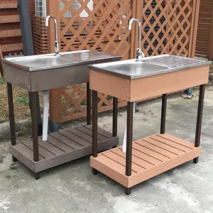 Customized Wood Plastic Composite Outdoor Garden Wash Basin Sinks