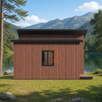 Maison de vacances moderne en bois préfabriqué |   Chalet modulaire en conteneur sur le bord du lac, toit incliné imperméable