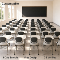Chaise d'étude robuste en plastique pour étudiants avec tablette d'écriture, fournie en gros directement de l'usine certifiée ISO, mobilier scolaire pour salles de classe