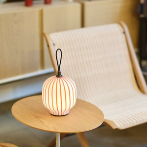Atotalof Candy Themed <b>Lantern</b> Table <b>Lamp</b> Red Striped Portable Led Battery Operated Cordless For Festive Atmosphere - Product Image 2
