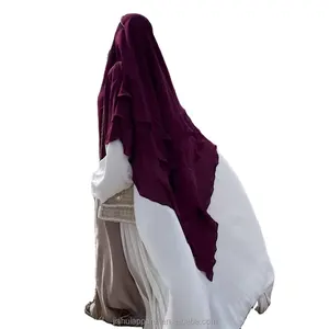 Hijab Long fluide à trois couches pour femmes, nouveau Design, mode modeste, Khimar, 300