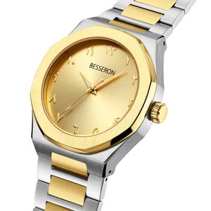 Montres de luxe personnalisées avec logo en or pour hommes, montres de créateur de haute qualité avec cadran arabe, étanches, bracelet en cuir de 22 mm, mouvement à quartz - Product Image 2