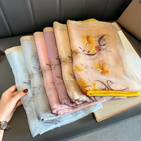 Vente chaude Nouveau Jacquard Soie Mélange Foulards 70*190CM Soie Laine Châles Tête Wraps Dames Fleur Brodé Soie Organza Écharpe Hijab