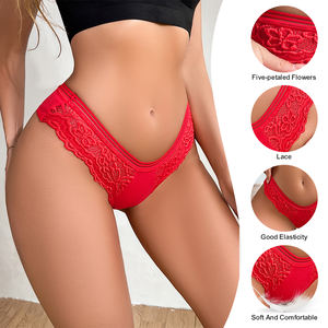 بيع بالجملة مثير الدانتيل الصلبة الأزهار منخفضة الخصر سيدة عيد الحب من خلال رؤية النساء لاسي ثونغ - Product Image 4
