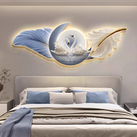 Usine directe paysage décoratif Art impression UV acrylique plume horloge peinture mur art LED amélioration de l'habitat lumières