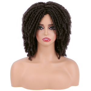 Nouvelle arrivée 12 pouces Crochet tresses <span class=keywords><strong>Dreadlocks</strong></span> pour perruques courtes torsadées pour femmes et hommes noirs Afro Curly synthétique Dreadlock perruque - Product Image 1