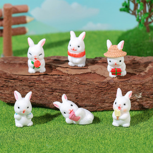 Ensemble de figurines d'animaux mignons en forme de lapin de dessin animé, décoration miniature pour jardin, intérieur, extérieur, table - Product Image 1