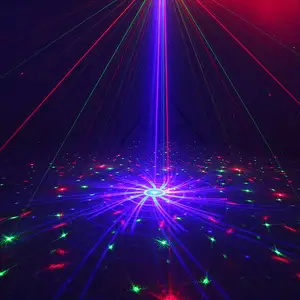RBG 2 Lens Strobe Stage Laserlicht Sound aktiviert Mehrere Muster Projektor Party Lichter mit Fernbedienung für Partys