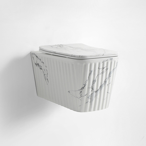 WC in Ceramica con Finitura Effetto Marmo, Toilette Sospesa con Scarico a Tornado, Montaggio a Parete - Product Image 1