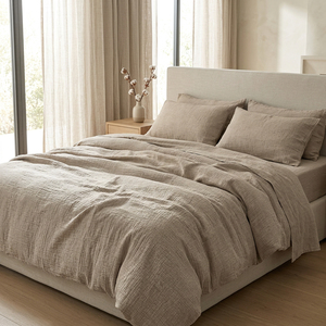 Parure de lit en gaze de coton antibactérienne, personnalisable, 3 pièces, 200 fils, pour hôtel et usage domestique, douce et respirante, OEM ODM – Vente Flash - Product Image 1