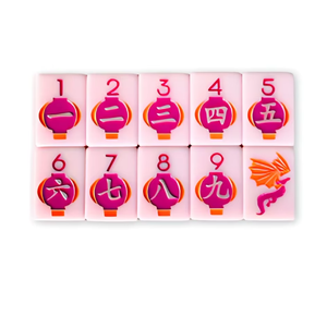 En stock – Nouvel ensemble de tuiles de mahjong de luxe en mélamine rose clair, motif oiseaux, pour soirées de jeu en famille et divertissement - Product Image 2