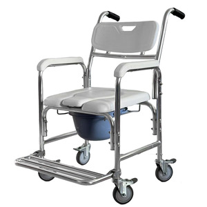 Wheeled <b>Commode</b> <b>Chair</b> Stainless Steel With Wheels For Elderly Bathroom Use - Product Image 1
