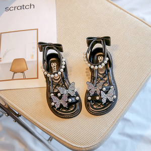 Sandales pour filles, antidérapantes, semelle souple, nœud princesse, perle, chaussures de plage d'été, sandales pour bébé, prix compétitif - Product Image 5