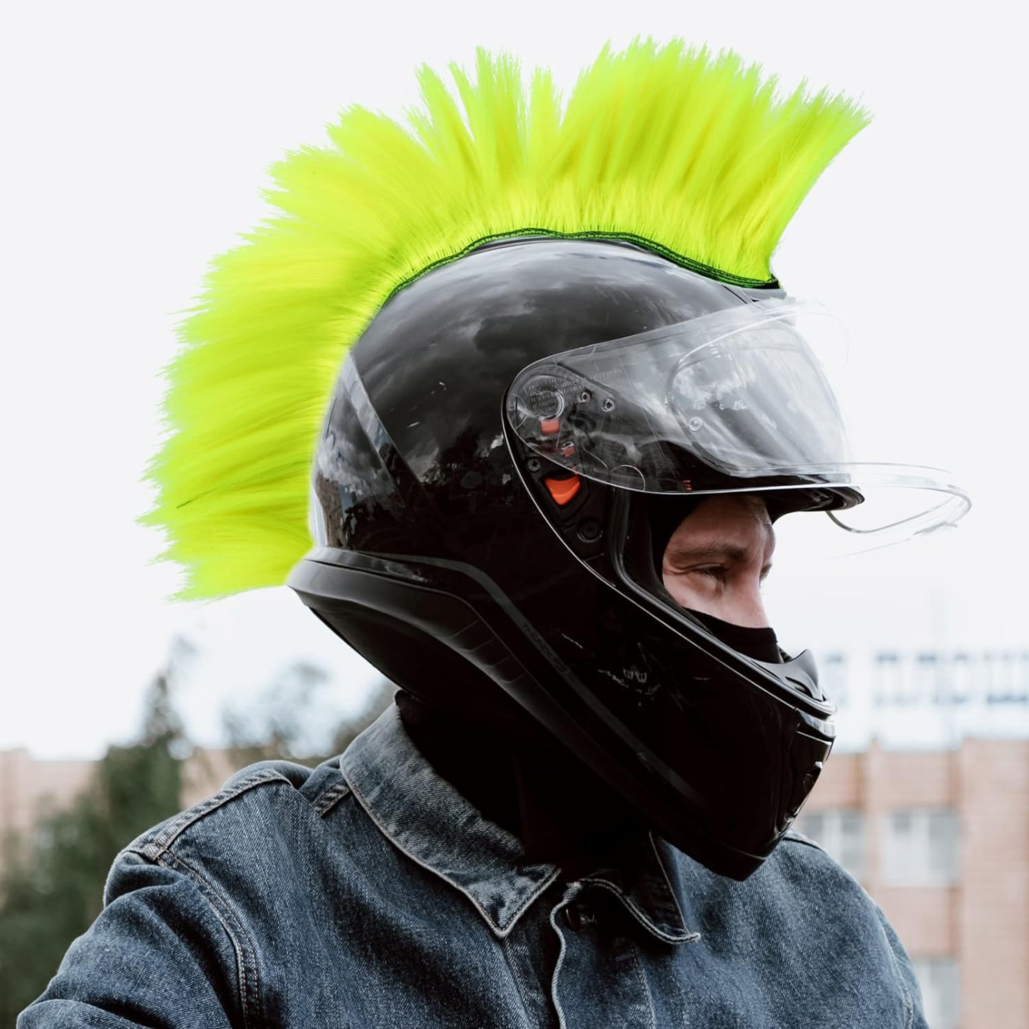 bike helmet mowhawk BESPORTBLE Mohawk Wig Motorcycle Adhesive Mohawk Hair Patches Spike Extensions Hair Mohawk Hawk for Accessories Purple : Beauty & Personal Care a black bendable 3D rubber mohawk with green tips PC Racing Helmet Mohawk Red