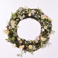 Guirlande décorative de Pâques en rotin naturel tressé avec des fleurs en plastique GY BSCI