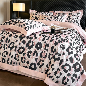 Sang Trọng Mùa Hè Duvet Cover Set Chất Lượng Màu Nước Nghệ Thuật Phong Cảnh Leopard Mềm Lụa-Giống Như Bộ Đồ Giường 2 Vỏ Gối Phẳng/Được Trang Bị - Product Image 6