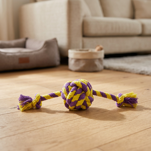 Jouet interactif pour chien, petit, durable, certifié ROHS, avec cordes en coton, poignée torsadée, balle, écologique, avec accroches et sac en polyéthylène - Product Image 2