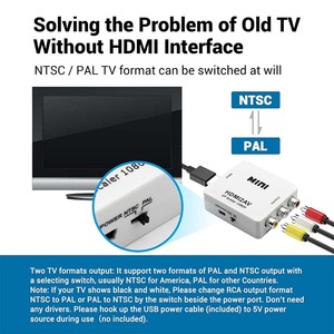 1080P <span class=keywords><strong>Mini</strong></span> HDMI2AV HDTV a AV <span class=keywords><strong>RCA</strong></span> Convertidor <span class=keywords><strong>Adaptador</strong></span> de audio y video compuesto para HDMI a 3RCA TV Computadora - Product Image 6