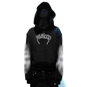 Vente en gros de sweat à capuche streetwear boxy court noir uni en molleton bouclette de coton épais avec impression en relief pour hommes - Product Image 6