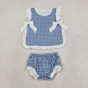 Conjunto de Ropa para Bebé Niña de 2 Piezas con Estampado a Cuadros del 4 de Julio, Camisa Túnica con Volantes, RTS Boutique - Product Image 5