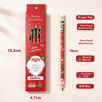 Crayons en bois HB de Noël avec gomme, boîte de papeterie pour enfants, cadeau de Noël, certifiés FSC EN71, écologiques, corps rond, en vrac